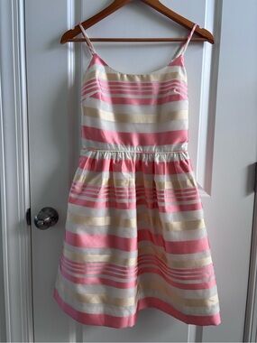 J. Crew Pink and Cream Striped Spaghetti Strap Dress